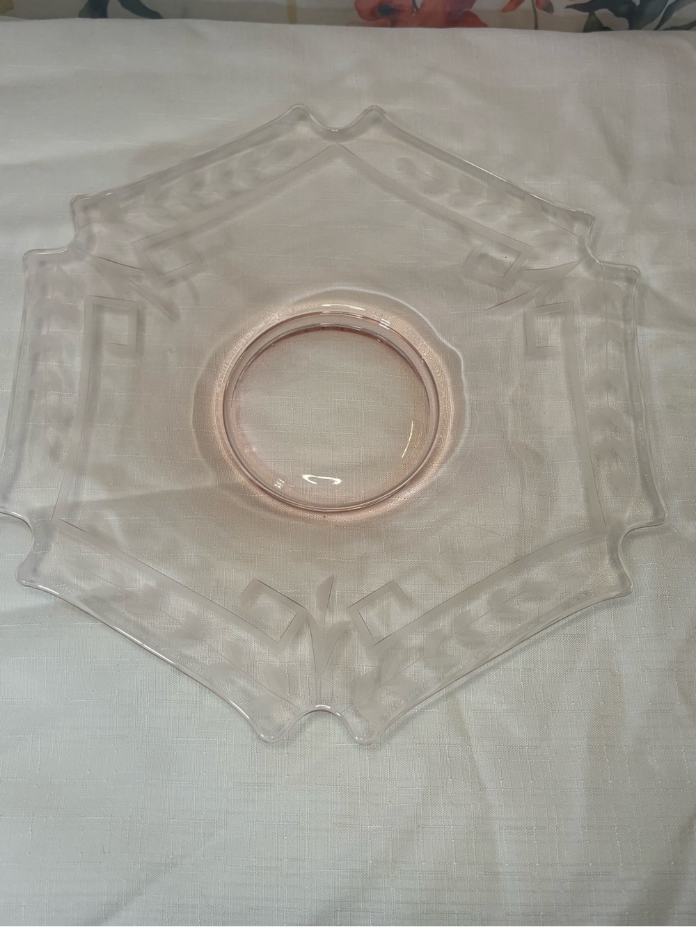 Vintage Pink Depression Glass Serving Plate.